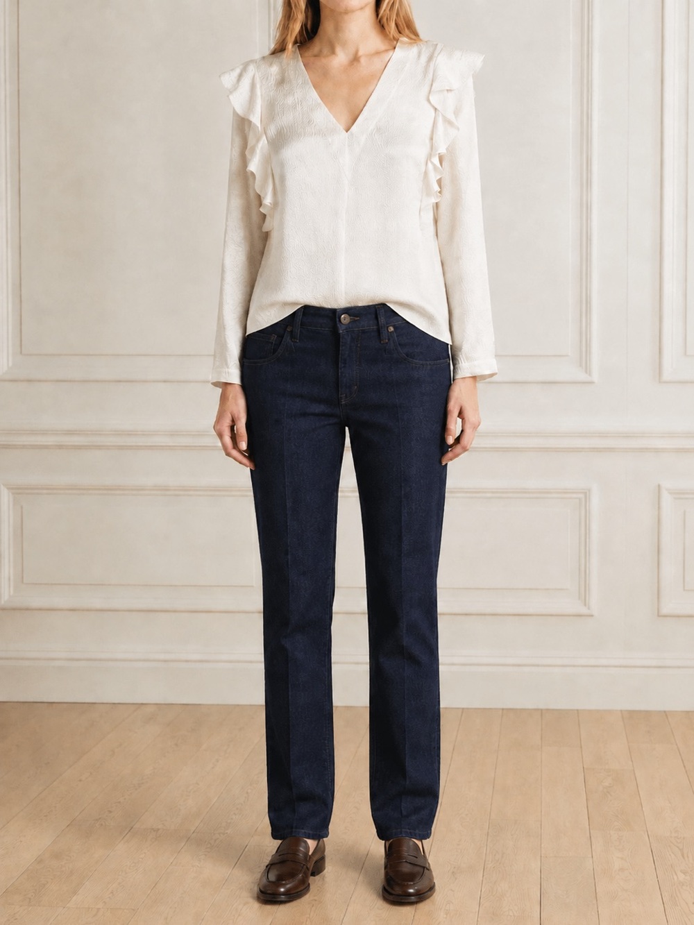 NWT Rebecca Taylor 100% Silk Ruffle Blouse Size 8 Ivory V-Neck $295 Long Sleeve - Picture 9 of 16